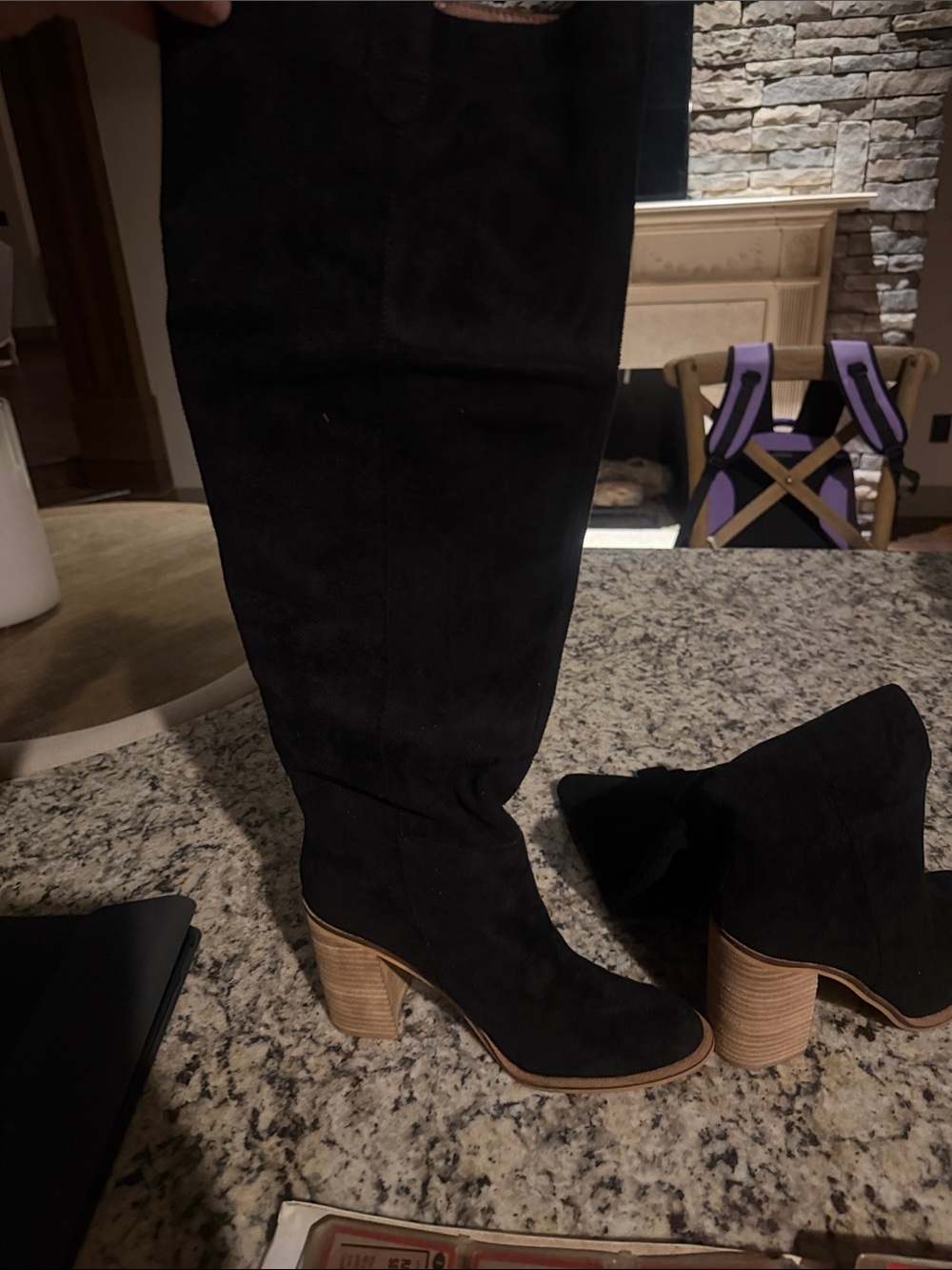 Women's Black Suede Knee-High Block Heel Boots new.  From Vici. 8.5 women’s